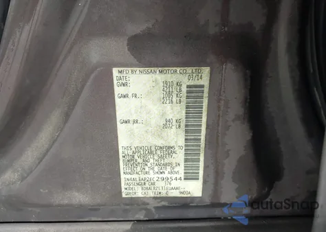 2014 Nissan Altima 2.5 S z USA, uszkodzony, nr VIN 1N4AL3AP2EC299544